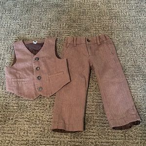 Janie and Jack Toddler Boys Brown Vest and Pants Set